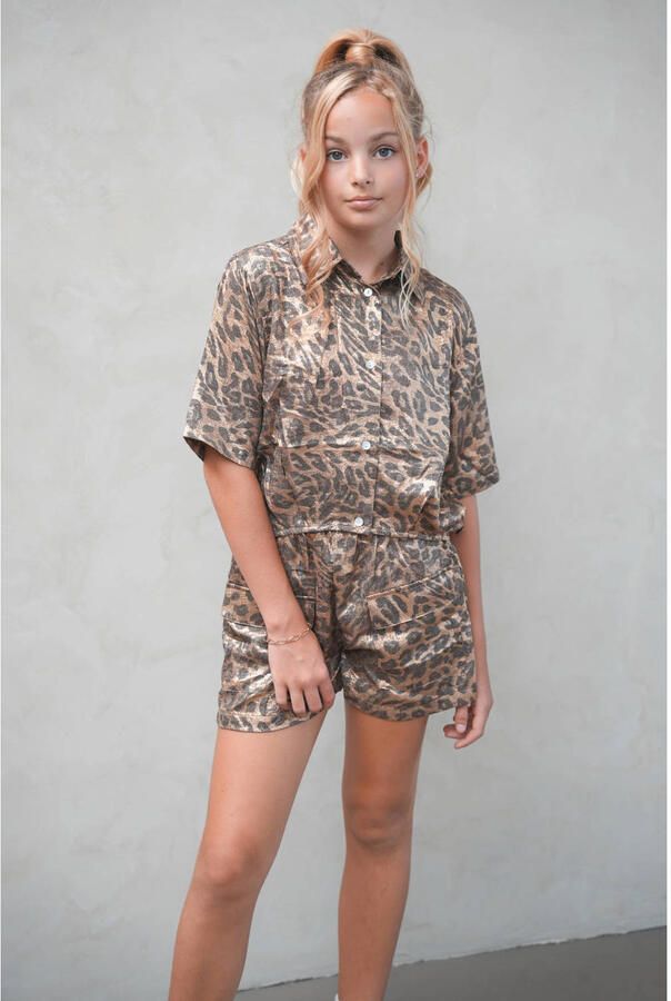 Like Flo Young blouse met panterprint bruin