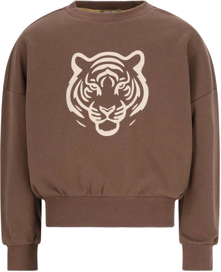 Like Flo Young boxy sweater met print donkerbruin