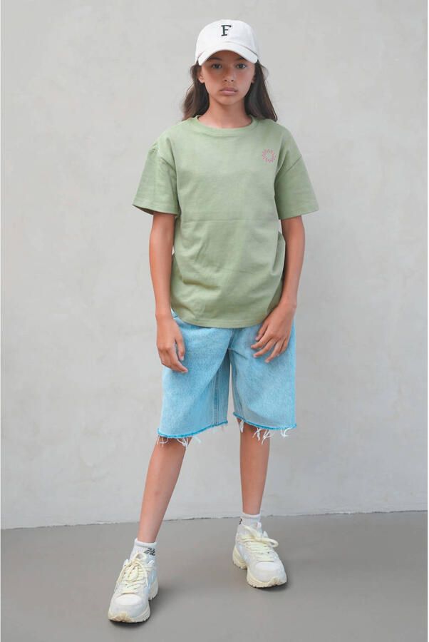 Like Flo Young denim relaxed regular waist short light blue denim