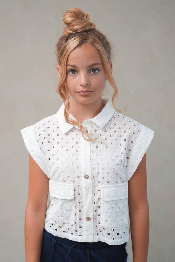 Like Flo Young gilet wit broderie