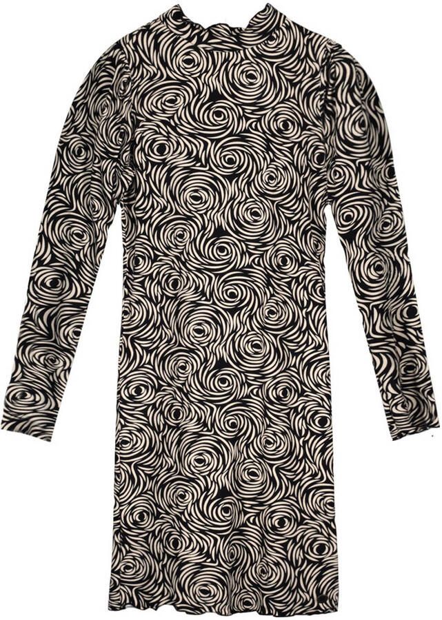 Like Flo Young jurk Monai met all over print antraciet wit