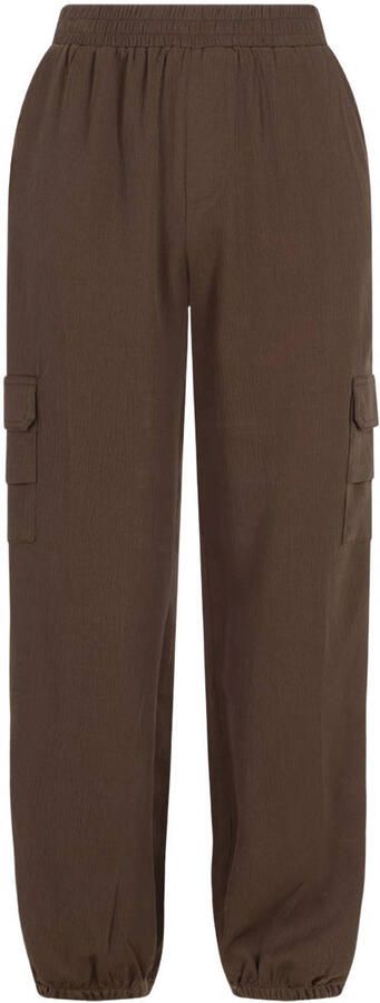 Like Flo Young loose fit cargobroek met plooien donkerbruin