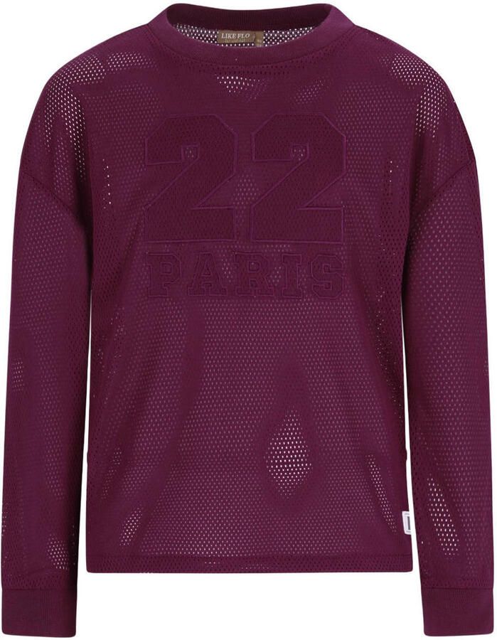 Like Flo Young oversized longsleeve met print donkerrood