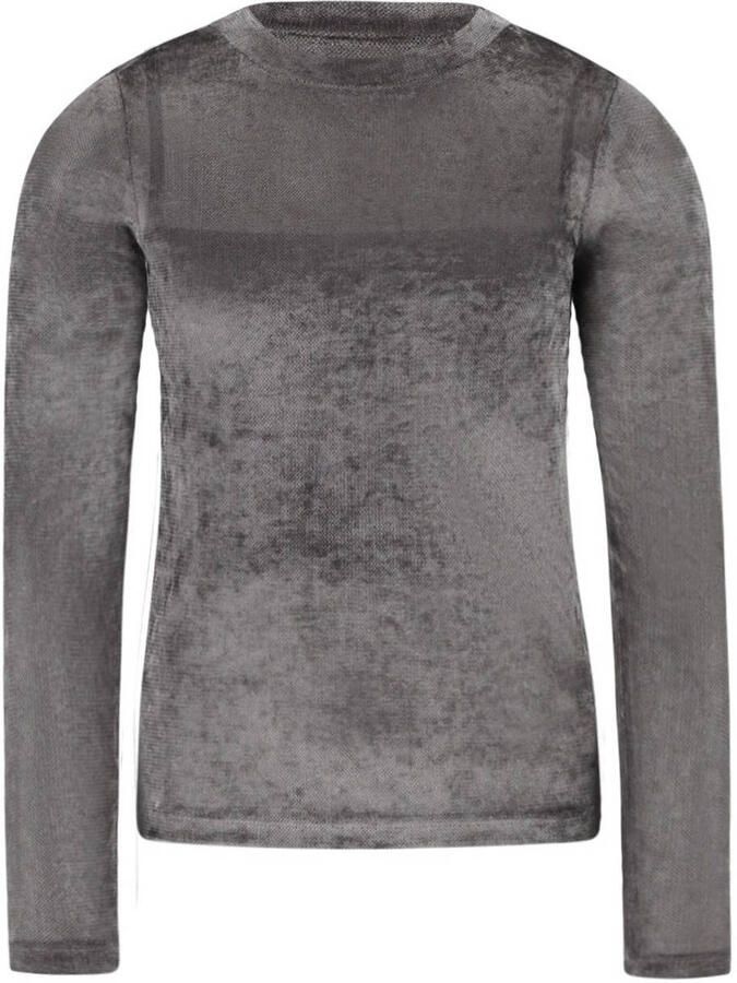 LIKE FLO Meisjes Tops & T-shirts Elina Flo Velvet Mesh Top Antraciet - Foto 4