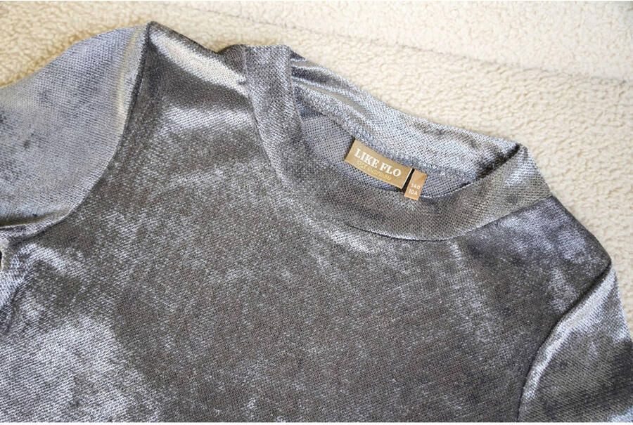 LIKE FLO Meisjes Tops & T-shirts Elina Flo Velvet Mesh Top Antraciet - Foto 3