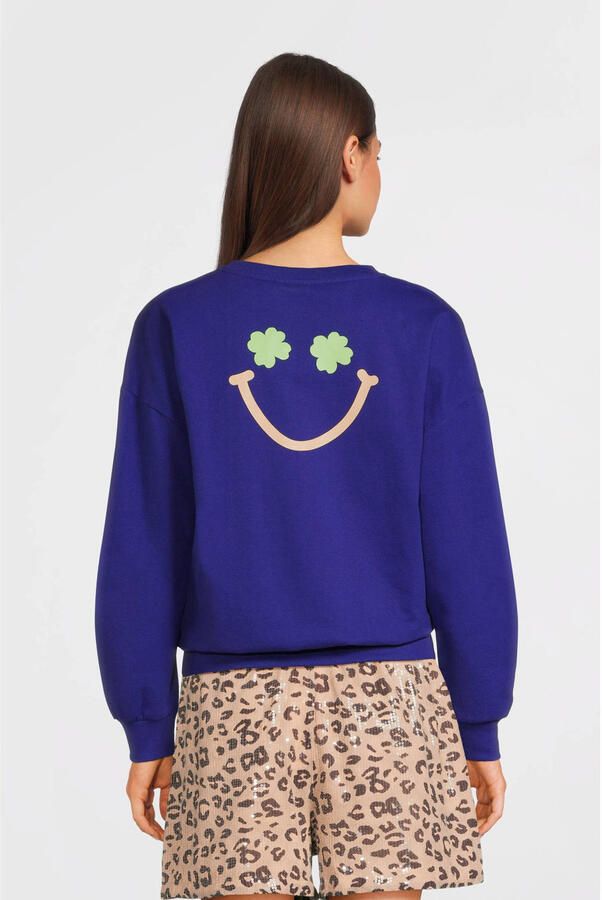Like Flo Young sweater blauw met pailletten