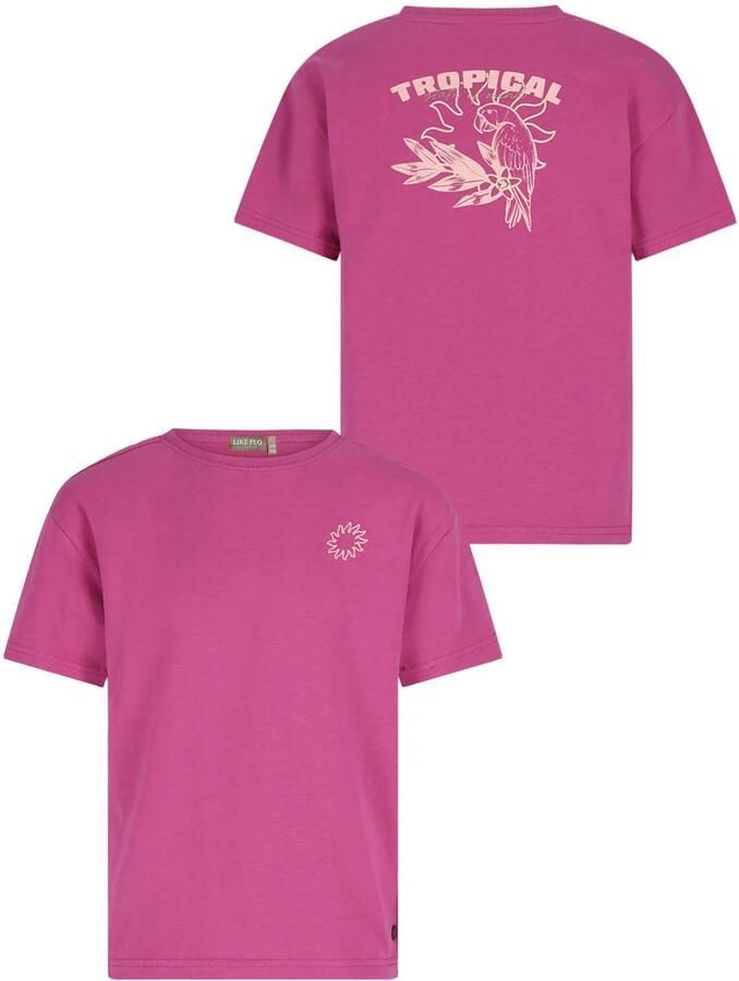 Like Flo Young T-shirt met backprint fuchsia