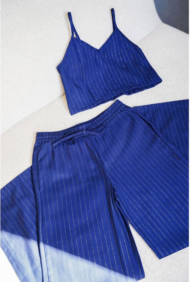 Like Flo Young wide leg casual broek blauw
