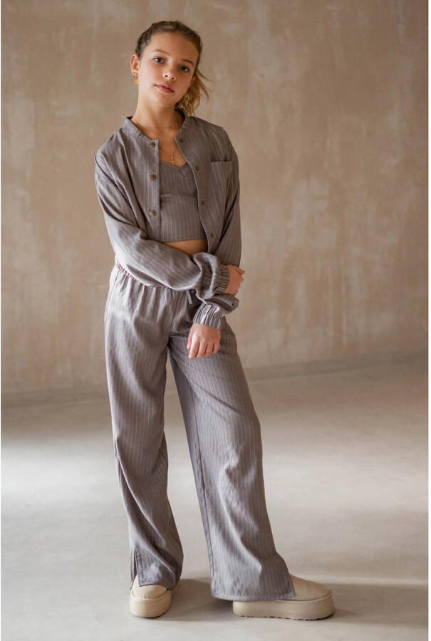 Like Flo Young wide leg casual broek grijs