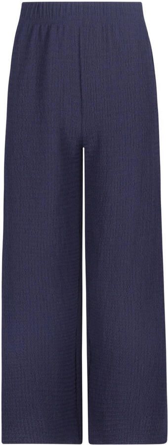 Like Flo Young wide leg regular waist casual broek donkerblauw met textuur