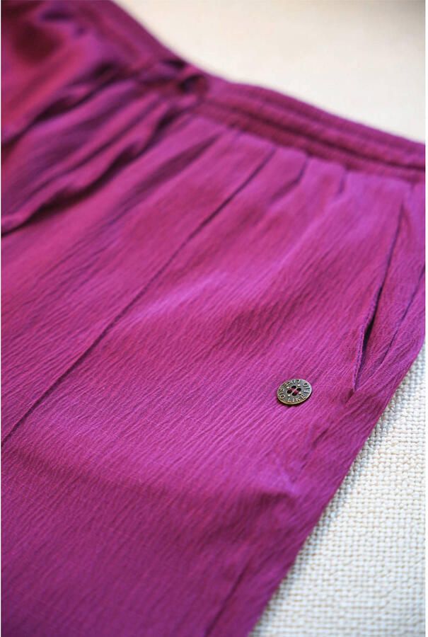 Like Flo Young wide leg regular waist casual broek fuchsia met textuur - Foto 2