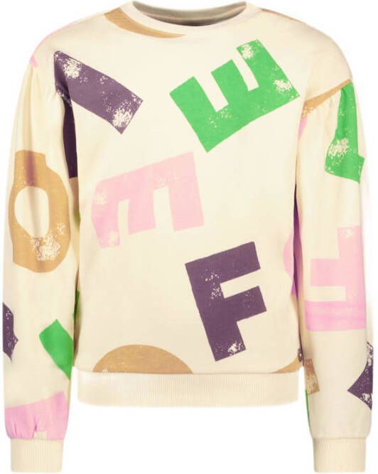 Like Flo sweater met all over print ecru
