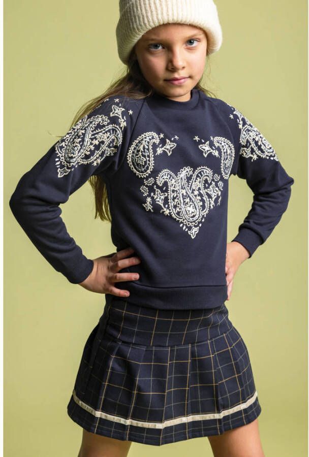 Like Flo sweater met paisleyprint Blauw Paisley 116
