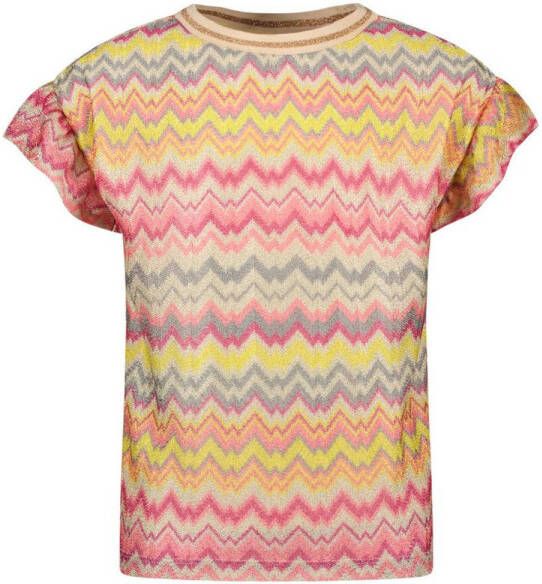 Like Flo T-shirt met all over print multi Meisjes Polyester Ronde hals 164