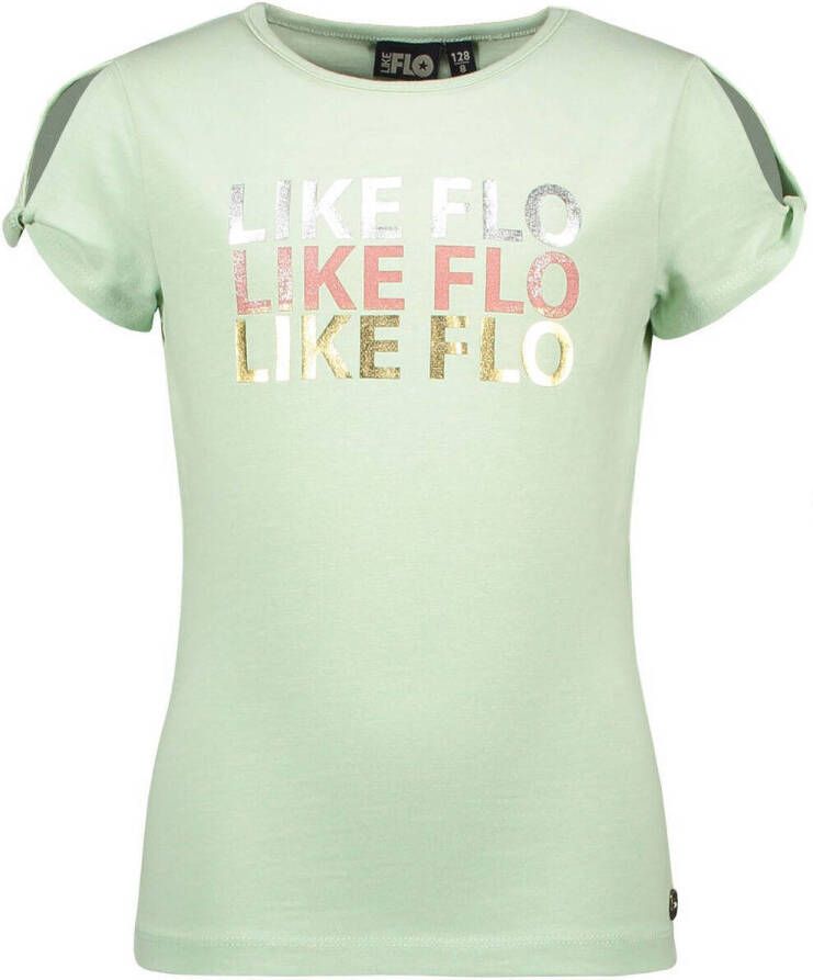 Like Flo T-shirt met printopdruk mintgroen