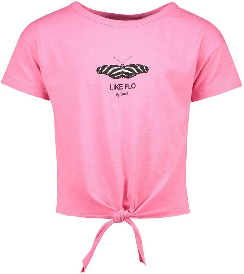 Like Flo T-shirt met printopdruk roze Meisjes Viscose Ronde hals Printopdruk 164