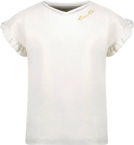 Like Flo T-shirt met ruches wit goud