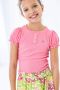LIKE FLO Meisjes Tops & T-shirts Solid Rib Ss Tee Roze - Thumbnail 2