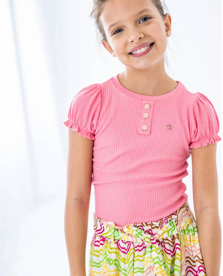 Like Flo T-shirt roze Meisjes Viscose Ronde hals Effen 164