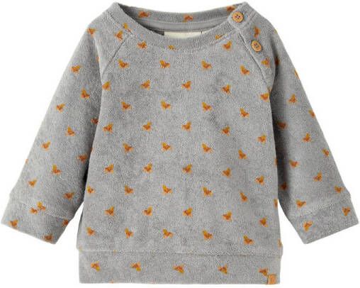 LIL' ATELIER BABY sweater NBMEVALD met all over print grijs bruin