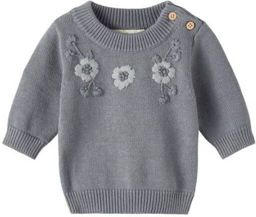 LIL' ATELIER BABY trui NBFEDEL van biologisch katoen grijsblauw
