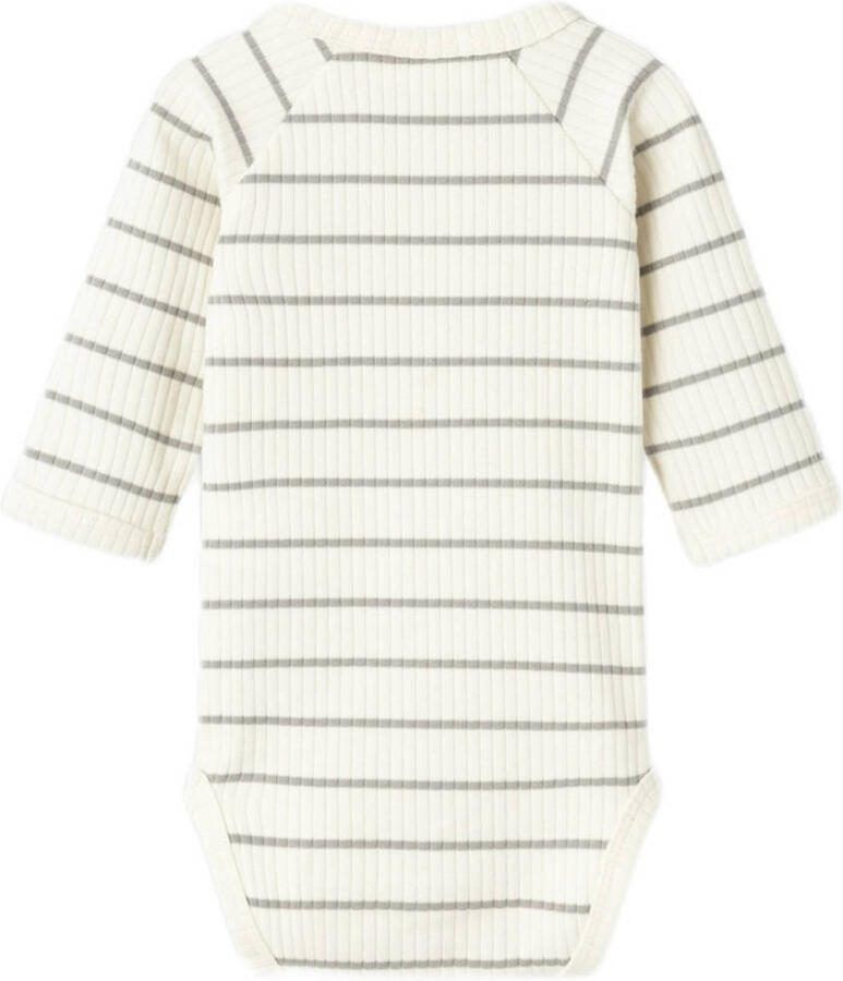 LIL' ATELIER BABY gestreepte romper NBMKAIL ecru grijs Jongens Katoen Ronde hals 92 - Foto 2