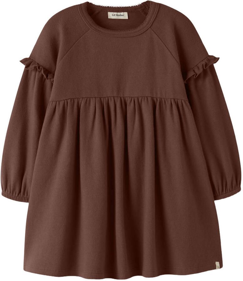 LIL' ATELIER MINI A-lijn midi jurk met ruches bruin