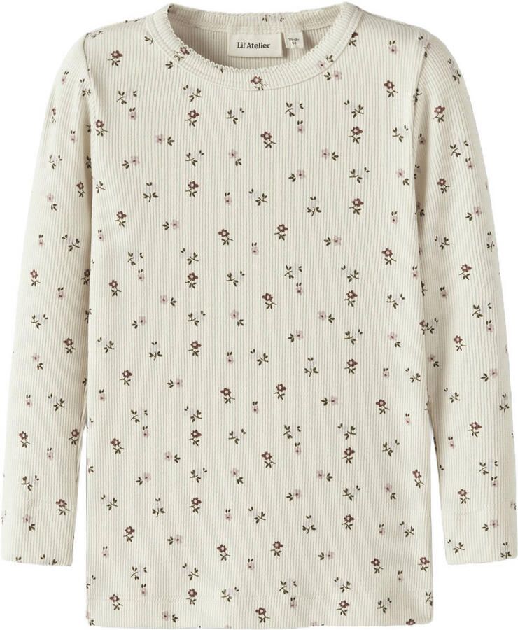 LIL' ATELIER MINI aansluitend longsleeve met print ecru