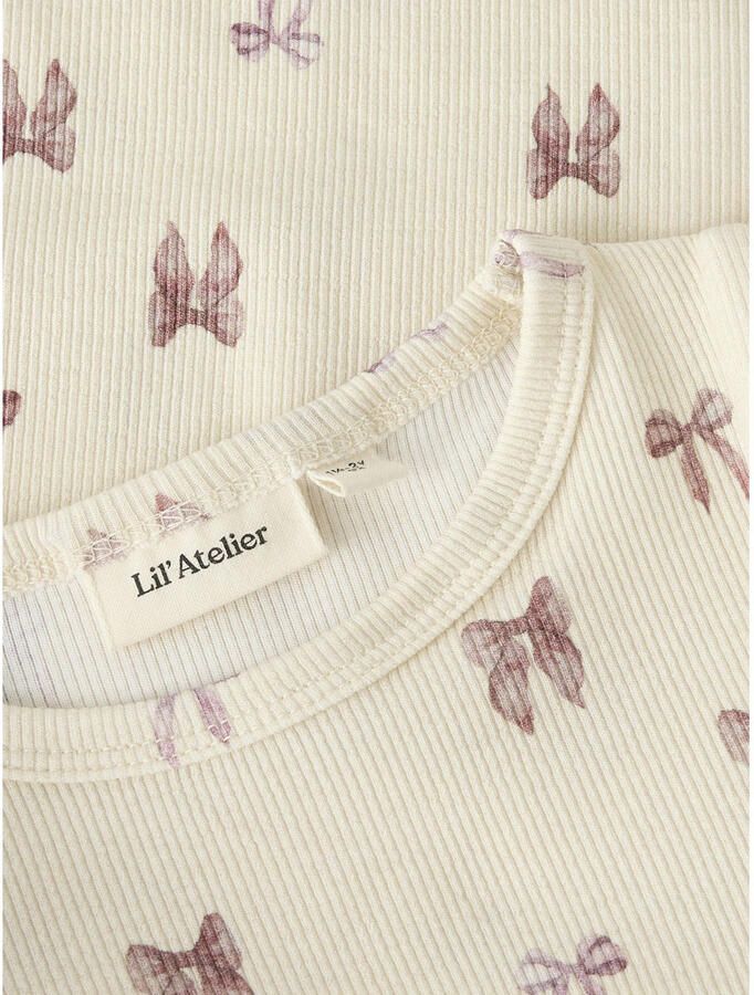 LIL' ATELIER MINI aansluitend longsleeve met ruches en print ecru - Foto 3