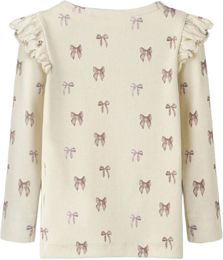 LIL' ATELIER MINI aansluitend longsleeve met ruches en print ecru - Foto 2