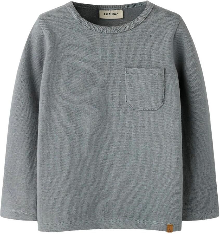 LIL' ATELIER MINI aansluitende longsleeve grijs Jongens Stretchkatoen Ronde hals