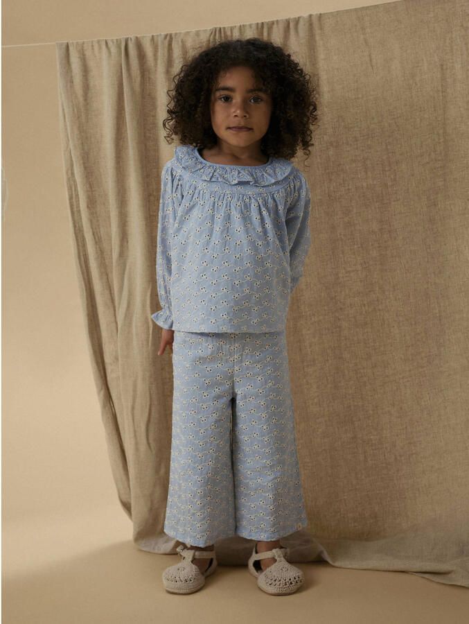 LIL' ATELIER MINI blousetop broderie blauw - Foto 3