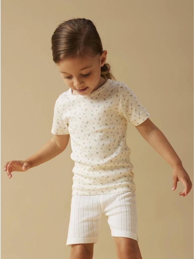 LIL' ATELIER MINI gebloemde T-shirt wit Meisjes Katoen Ronde hals Bloemen - Foto 2