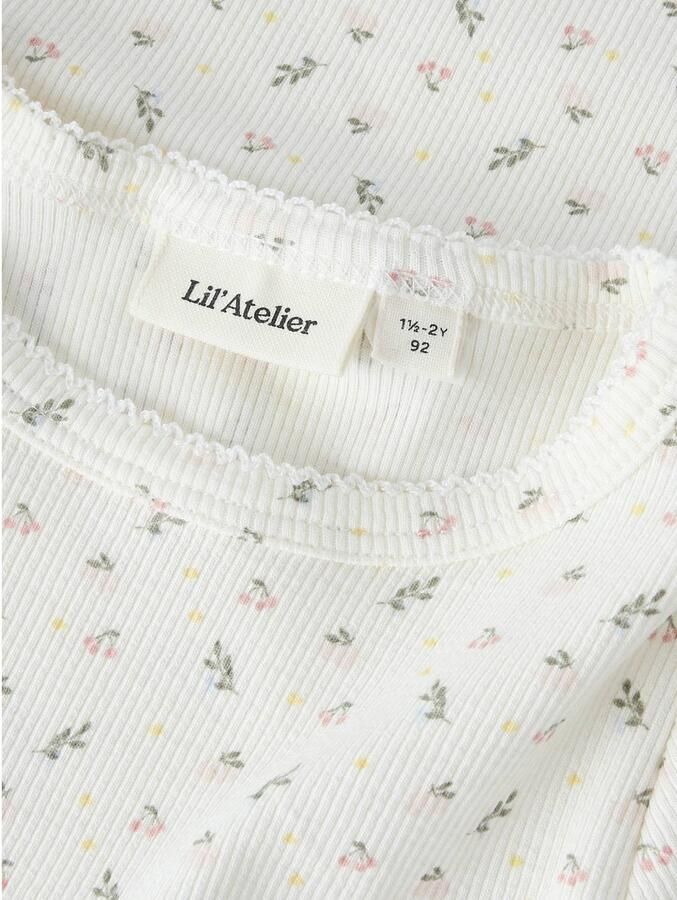 LIL' ATELIER MINI gebloemde T-shirt wit Meisjes Katoen Ronde hals Bloemen - Foto 3