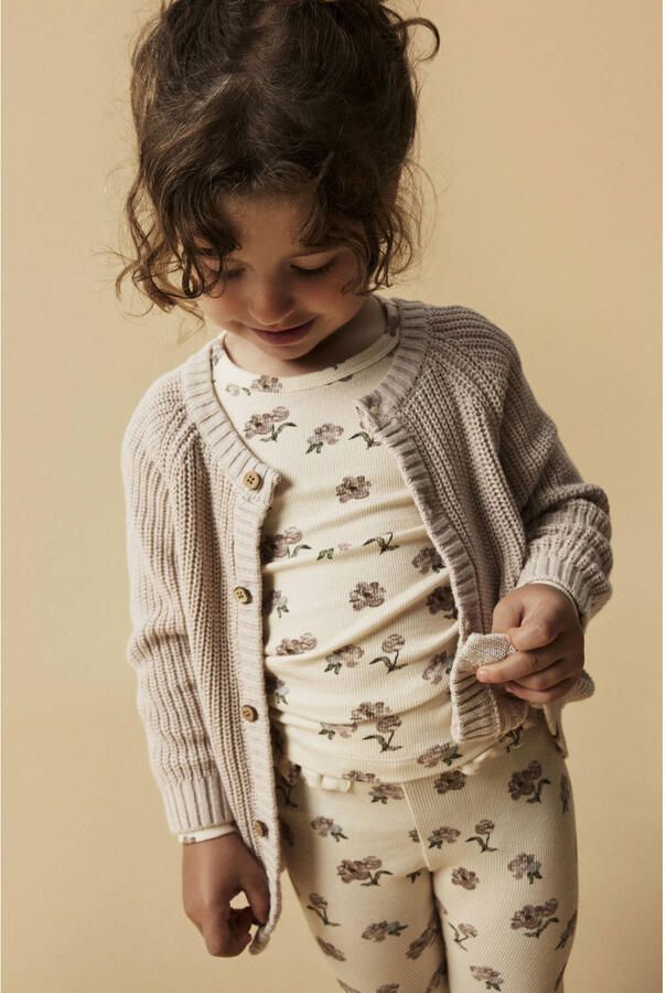 LIL' ATELIER MINI gebreid vest NMNEMLEN beige Jongens Katoen Ronde hals 122 128 - Foto 3