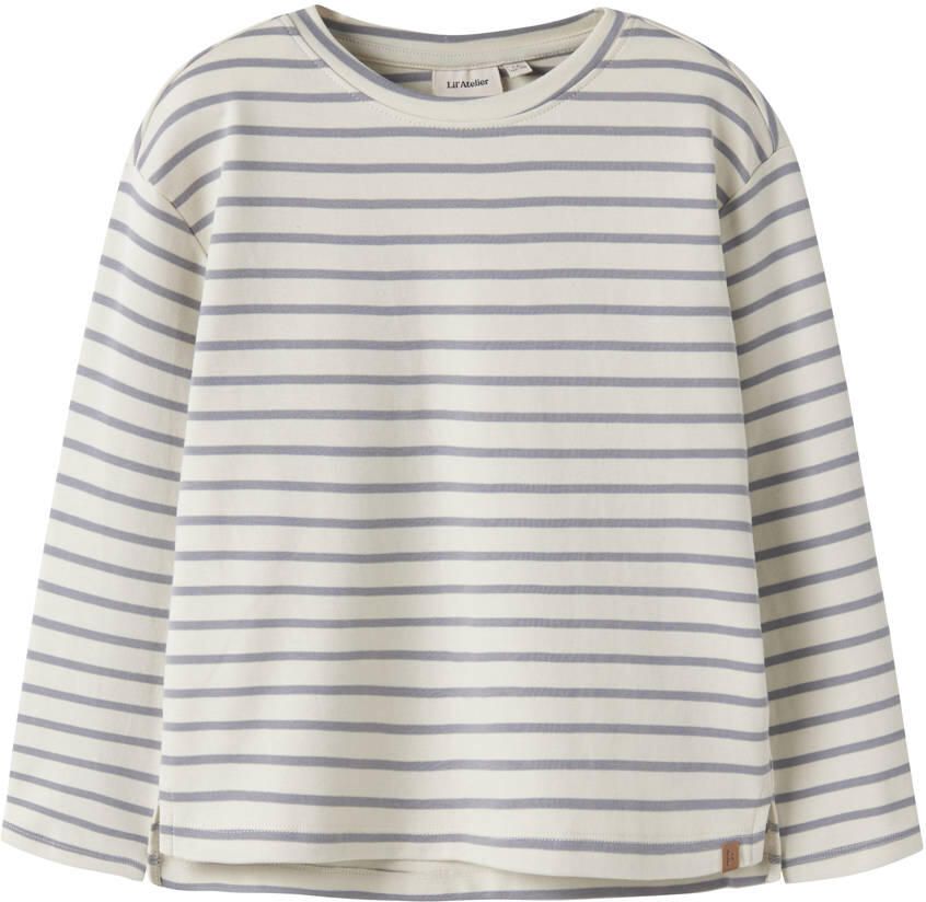 LIL' ATELIER MINI gestreepte longsleeve ecru lichtblauw
