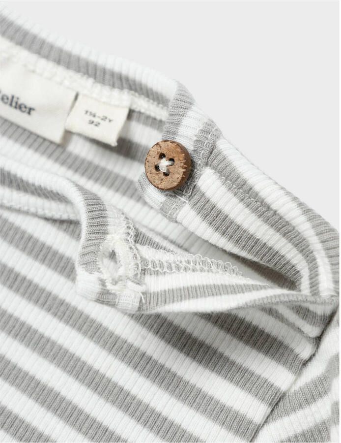 LIL' ATELIER MINI gestreepte longsleeve NMMGAGO offwhite taupe Bruin Jongens Katoen Ronde hals 122 128 - Foto 3