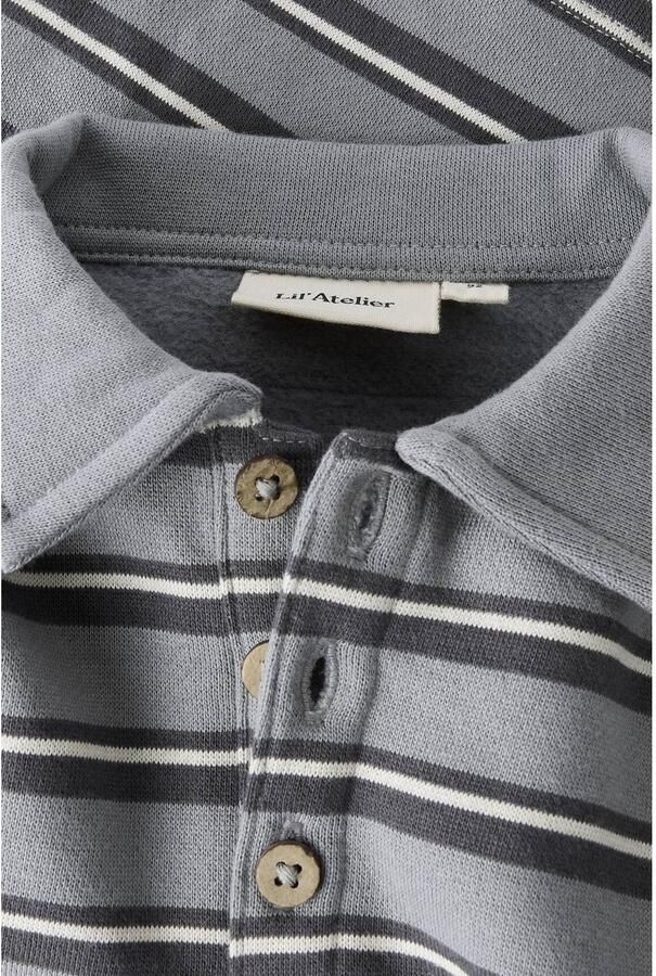 LIL' ATELIER MINI gestreepte polo grijsblauw donkergrijs Jongens Sweat Polokraag - Foto 2