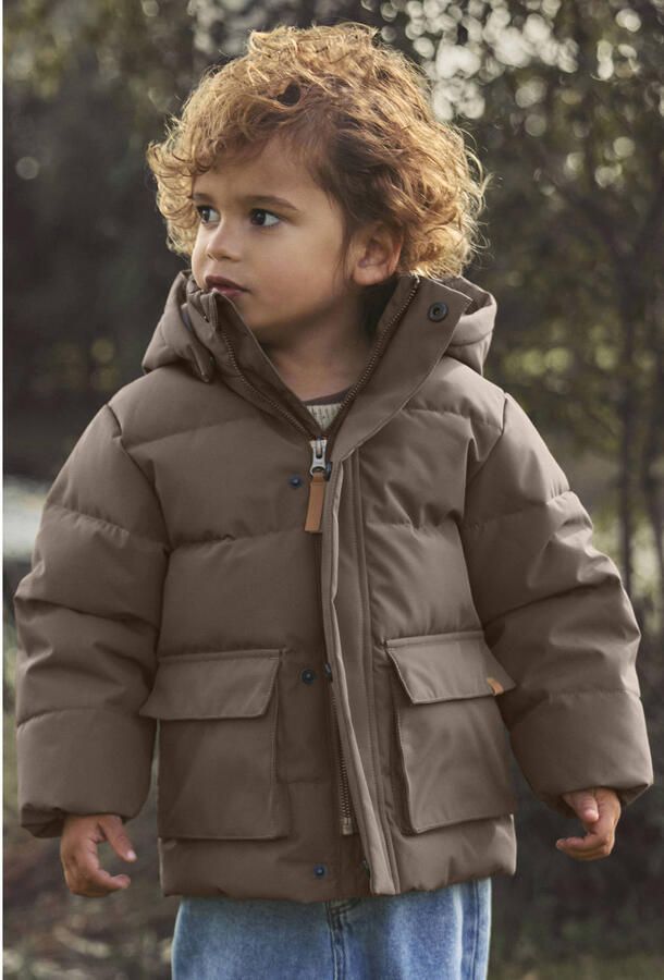 LIL' ATELIER MINI gewatteerde winterjas donkerbruin