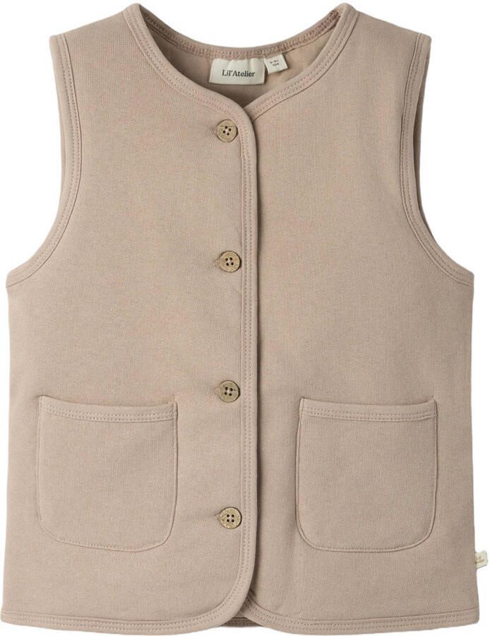 LIL' ATELIER Meisjes Truien & Vesten Nmfjobo Tia Loose Sweat Vest Pad Lil Zand - Foto 4