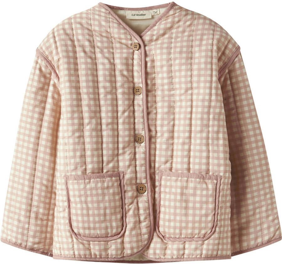 LIL' ATELIER MINI katoenen geruite quilted tussenjas beige