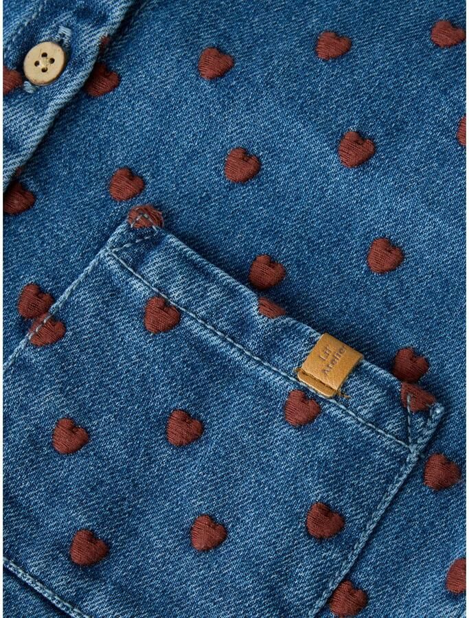 LIL' ATELIER MINI katoenen spijkerjas met hartjes donkerblauw - Foto 2