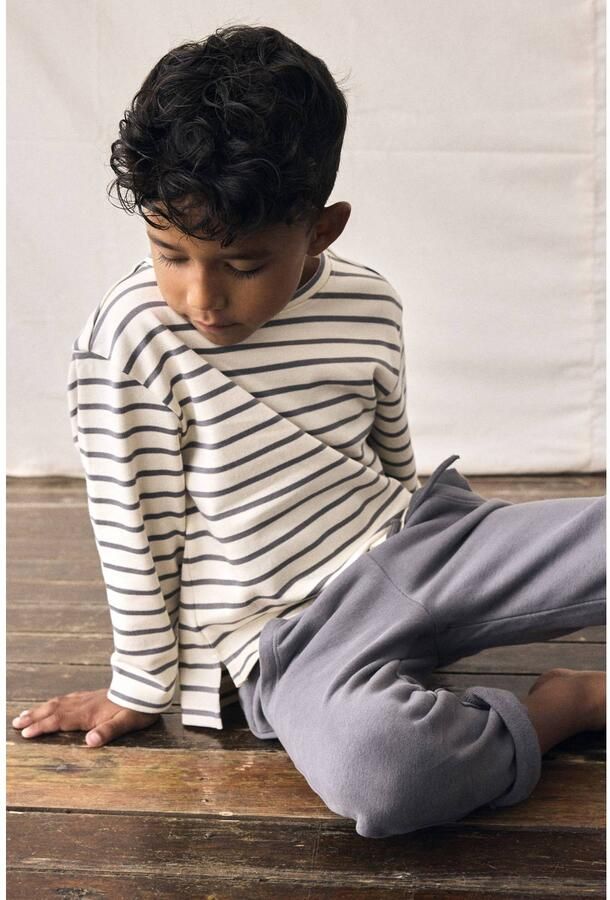 LIL' ATELIER MINI longsleeve ecru Jongens Katoen Ronde hals Streep - Foto 3