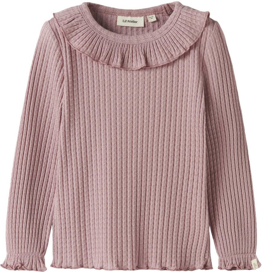 LIL' ATELIER MINI longsleeve met ruches roze
