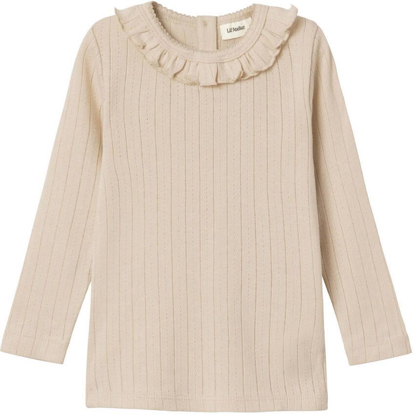 LIL' ATELIER MINI longsleeve NMFRACHEL ecru Meisjes Katoen Ronde hals Effen 122 128 - Foto 4