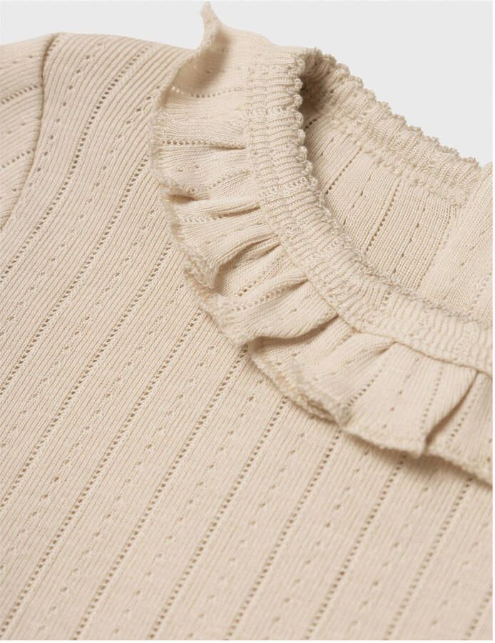 LIL' ATELIER MINI longsleeve NMFRACHEL ecru Meisjes Katoen Ronde hals Effen 122 128 - Foto 3