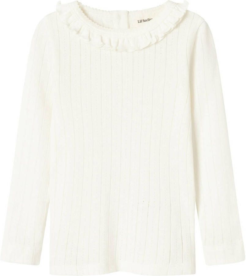 LIL' ATELIER MINI longsleeve NMFRACHEL offwhite Wit Meisjes Katoen Ronde hals 122 128 - Foto 4