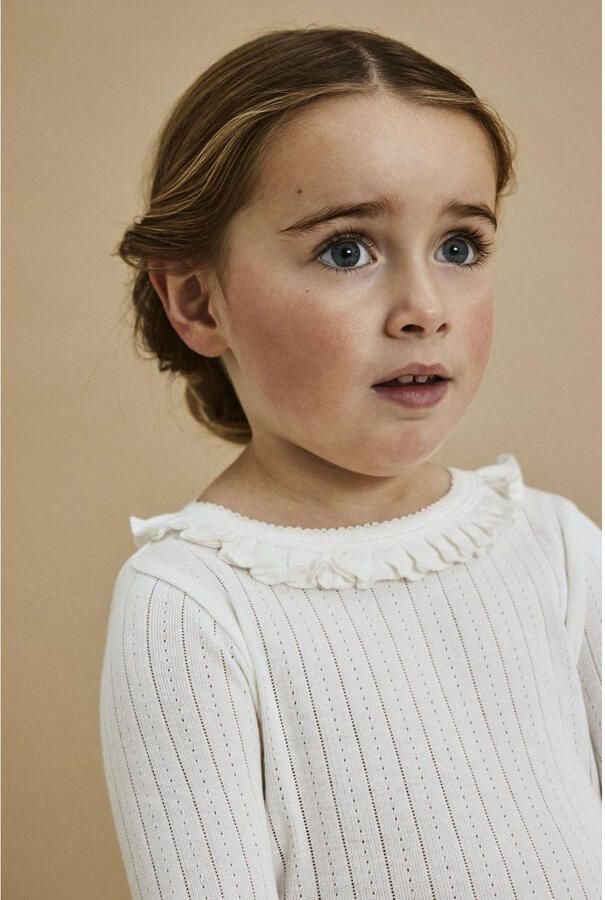 LIL' ATELIER MINI longsleeve NMFRACHEL offwhite Wit Meisjes Katoen Ronde hals 122 128 - Foto 3