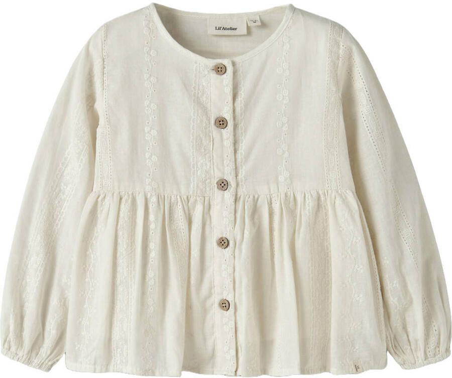 LIL' ATELIER MINI loose fit blouse met ruches ecru