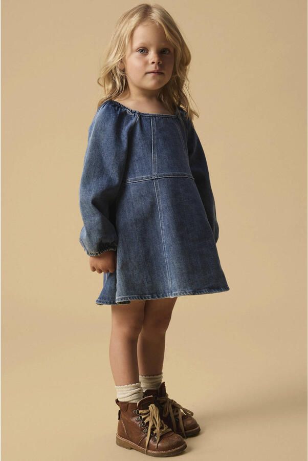 LIL' ATELIER MINI midi spijkerjurk donkerblauw - Foto 3